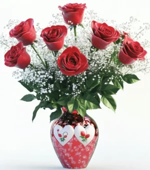 six red roses arrangement
