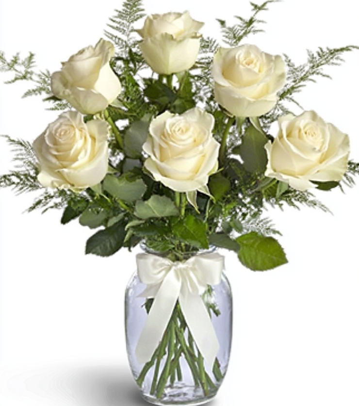 Half Dozen White Roses