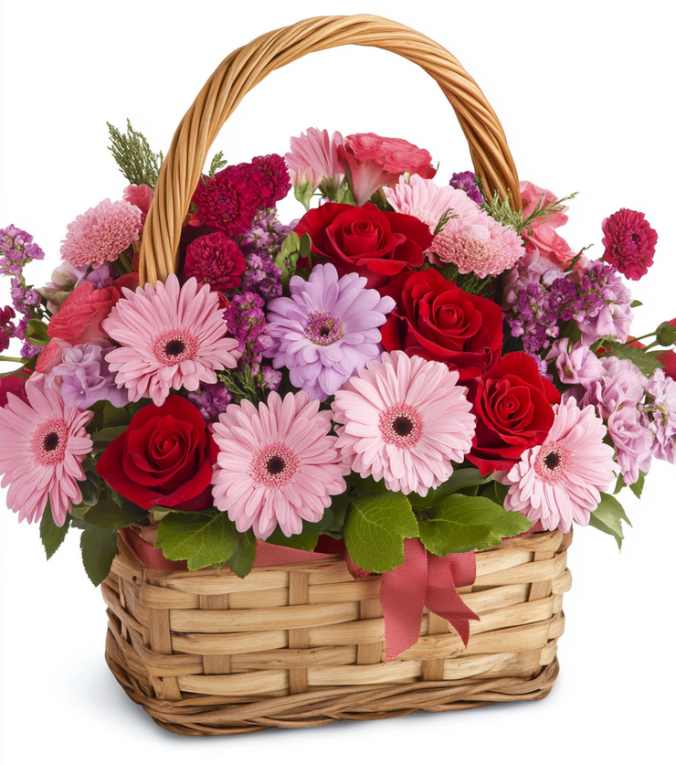 A Country Basket of Flowers